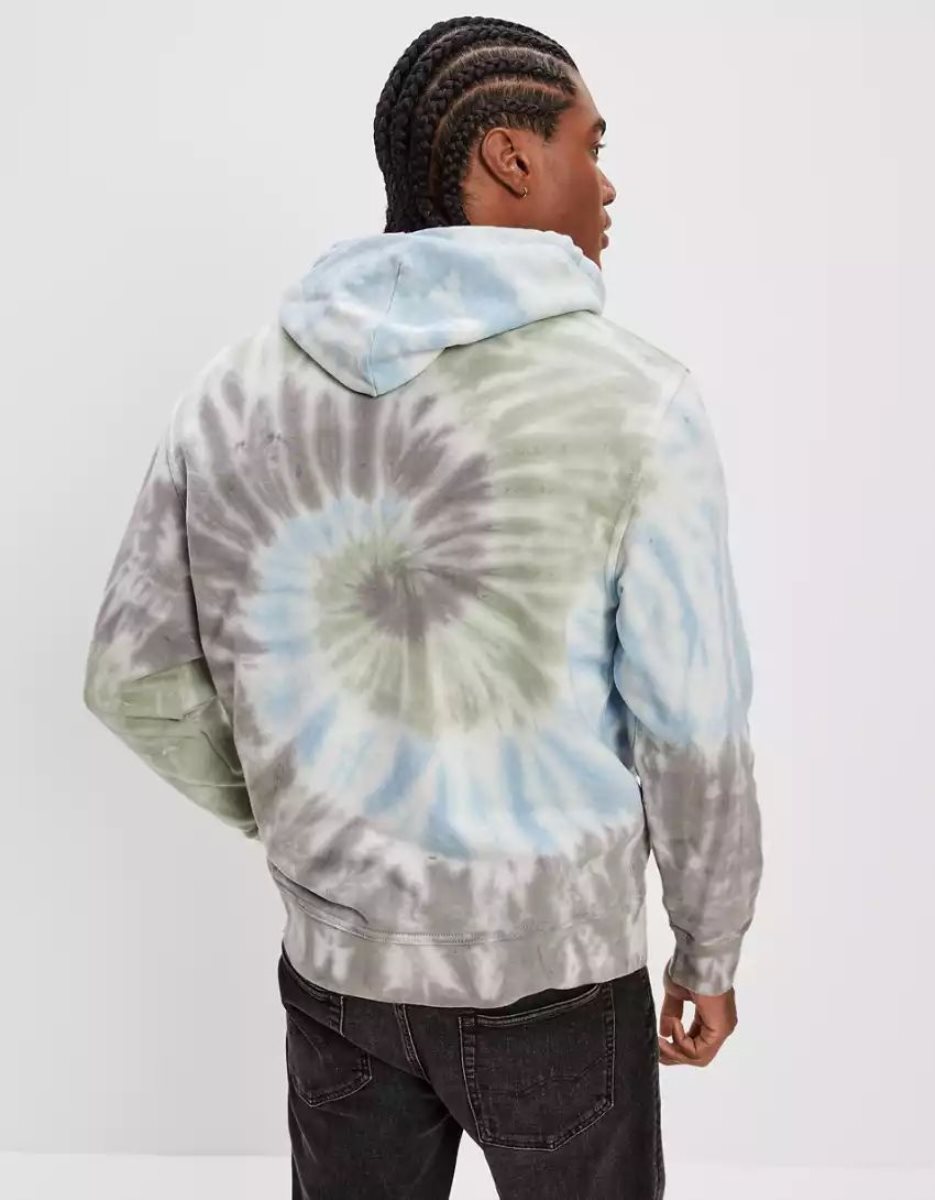 Sweat à Capuche American Eagle AE Bonfire Fleece Tie-Dye Multicolore Homme | AMQ-78696669